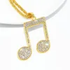 Uodesign rhinestone rytm pendlar halsband män hiphop musik notera lång kedja guld färg legering halsband