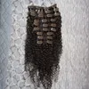 9pcs Kinky Curly Clipe em Extensões de Cabelo Humano Loira Brasileira Remy Hair 100% Human Brown Clips Bundle