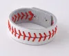 softball baseball sport bracelet- actual baseball leather bracelet ,Yellow softball leather with red seams stitching Leather Baseball