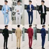 남성 Soild 정장 슈트 블레이저 Groomsman Prom 턱시도 원 버튼 슬림 코트 + 바지