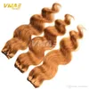 Väver honung blond brasiliansk hårväv buntar färg 27# kroppsvåg mänskliga hår jungfru inte skjul
