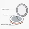 LED Lighted Mini Makeup Mirror 3X Magnifying Compact Travel Portable Sensing Lighting Makeup Mirror Green/Pink/Rose Gold