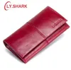 Ly.shark lederen portemonnee vrouwen munt portemonnee portemonnee vrouwelijke lange creditcard houder clutch money bag rits portemonnees rood