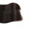 13 * 4 frontale in pizzo con parte libera con 3 pacchi lisci fasci di tessuto di capelli umani brasiliani al 100% con colore nero naturale frontale 10-30 pollici