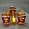 new Smoking Pipe Mini Hookah glass bongs Colorful Metal Shape Amber barrel glass pipe