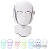 7 couleurs PDT LED Thérapie par la lumière LED Masque facial pour le cou Masque LED avec micro-courant pour le blanchiment de la peau DHL Livraison gratuite