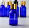 DHL Gratis Cobalt Blue Glass Bottle Cosmetics Container Högkvalitativ 15 ml Tom Blå Glasflaska Partihandel