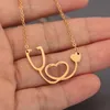 Everfast 10pc/Lot Stethoscope Heart Stainless Steel Pendants Necklaces Tool Charms Choker Necklace Women Girls Doctor Gift For Her Fashion Jewelry