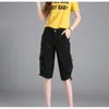 Vrouwen Cargo Shorts Zakken Knie Shorts Button Streetwear Broek Solide Losse Korte Broek