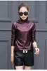 Partihandel-Missfebplum Koreansk stil 2017 Fall och vinterkvinnor Långärmad T-shirt Oversized 3XL 4XL Turtleneck Velvet Toppar Kvinnliga T-shirts