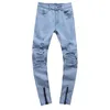 Mode Hommes Skinny Jeans Déchiré Slim Fit Stretch Denim Détresse Effiloché Jeans Garçons Motifs Crayon Pantalon260G