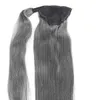 Cheveux gris tisser queue de cheval morceau de cheveux clip en droite humaine vierge envelopper autour de cordon gris queue de cheval femmes postiches 10-20 pouces 120g