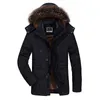 Helisopus Kurtka Zimowa Mężczyźni Bawełna Wyściełana Ciepła Parka Płaszcz Casual Faux Futro Kapturem Long Jacket Windbreaker Plus Asian Size 5XL 6XL