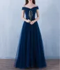 Pleats Tül Lacivert Gelinlik Modelleri Kapalı Omuz Kat Uzunluk Düğün Parti Elbise Custom Made Artı Boyutu