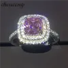 choucong Luxury Jewelry cushion cut 3ct Pink Diamonique Diamond 925 sterling silver Party Wedding Band Ring For Women Size 5-10