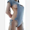 Seksi Kadınlar Cosplay Backless Bakire Katil Kazak Bodysuit Bandaj Hollow Japanes Kadın Örme Kazak Ve Kazaklar