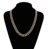 Luxury Mens Iced Out Cubic Zirconia CZ 18K Gold Finish Miami Cuban Link Chain Halsband 20 tum 30 tum tung kedja topp qualit2168465