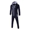 Outono Homens Jumpsuit Longa Manga Com Capuz Playsuit Bolsos Zip Up Macacos Casuais Tracksuit Homens Sets H9