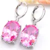 Roman Luckyshine 5 ensembles délicat Ellipse feu rose Kunzite zircon cubique 925 argent pendentifs colliers boucles d'oreilles cadeau ensemble de bijoux de mariage