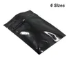 Multipliez les tailles 100 PCS Retail Black Aluminium Foil Heat Sealable Sample Packets Refermable Mylar Foil Zipper Sacs de stockage de qualité alimentaire