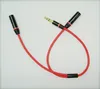 Mâle de 3,5 mm mâle 1 à 2 femelle Branche en métal rouge Câble audio Splitter des écouteurs Lovers Sweet Aux Câble