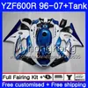 Body + Tank för Yamaha Pearl Blue Hot YZF600R Thundercat 02 03 04 05 06 07 229HM.40 YZF 600R YZF-600R 2002 2003 2004 2005 2006 2007 FAIRING