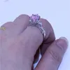 2 färger kvinnor mode 925 sterling silver krona ringar rund snitt 3ct rosa diamonique cz engagemang bröllopsring för kvinnor gåva