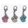 Fashion Paw Tags Pet Pendant Collar Rhinestone Pendant Cute Charms with Hooks Dog Pet Decoration Accessories SN1296