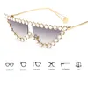 작은 고양이 눈 다이아몬드 선글라스 여성 크리스탈 트 렌딩 다채로운 거울 금속 프레임 태양 안경 UV400