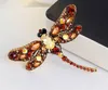 Vintage Kolorowe Kryształ Rhinestone Dragonfly Broszki Dla Kobiet Kurtka Kurtka Płaszcz Szpilki Ślubna Broszka Moda Biżuteria Srebrny Pozłacany