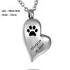 Custom Heart Paw Print "Zawsze w moim sercu" Kremacja Biżuteria Pet Keepsake Memorial Urn Naszyjnik