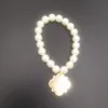 DIY smycken pärla stretch armband västerländsk stil tom quatrefoil charm monogram ren handgjord elastisk rep kedja