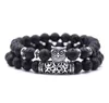 Livraison gratuite 2 pièces/ensemble nouveau hibou lave pierre naturelle perlée hommes Bracelet ensemble de bijoux bracelets à breloques