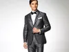 Ny mode grå brudgum Tuxedos notched lapel två knapp brudgummen män formella affärer passar fest prom kostym (jacka + byxor + bows slips) nej: 107