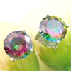 LuckyShine Holiday Jewelry Gift Classic Rainbow Mystic Topaz Gems 925 Sterling Zilveren Ring Stud Oorbellen Dames Sieraden Set Gratis shippings