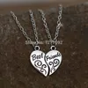 New Fashion 2PC Set Friend Gifts Heart Broken Pendant Necklace Chain Women Men Friendship Jewelry Charms Unisex BFF220Q