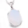 LuckyShine Wedding Party Jewelry Vintage Oval White Moonstone Pendants Silver Charms Womens Necklace Pendants1986