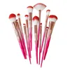 12Pcs Pink Diamond Makeup Brushes Set Power Eye Shadow Brow Lip Concealer Fan Beauty Cosmetic Eyes Face Diamond Shape Make Up Brush Kit