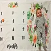 Unicorn Mermaid Baby Dekens Cartoon Bloem Print Baby Swaddles Pasgeboren Fotografie Achtergrond Mode Wrap Baby Quit 100 * 100cm YL350