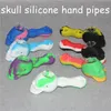 10 Colors Portable Hand Spoon Pipes Dab Tools With glass Bowl Silicone Tobacco Smoking Cigarette HandPipes 5ml silicon containers