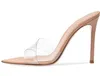 Ciabatte aperte da donna in PVC trasparente con punta a punta e tacco alto, sandali rossi, tacchi da sposa nudi, scarpe estive con tacco a spillo nero da donna