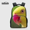 Mochila de gran capacidad de 17 pulgadas para ordenador portátil, Mochila escolar para estudiantes de clase alta, Mochila con estampado de animales y loros bonitos