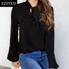 ZZSYKD 2018 nueva camisa de mujer Blusa femenina Blusa de gasa blanca Blusa de manga larga Tops y blusas para mujer ropa de mujer SEXY