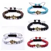 10st set unieke sieraden goedkope verstelbare handgemaakte cadeau vriendschap witte howliet kralen 8mm goud koper boze oog armband voor vrouwen 251S