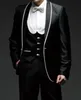 Clássico noivo visto o preto Groomsmen Um botão do noivo smoking xaile lapela Men Suits casamento / Prom / Jantar melhor homem Blazer (Jacket + Calças + Tie + Vest)