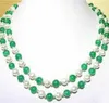 Collier en pierre naturelle verte et perle blanche, 7-8MM, 18 pouces, vente en gros