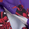 Devil Full Printing Turn-down Collar Camisas casuales Hombres 2018 Summer High Street Camisas para hombres Rosa / Púrpura