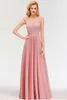 Chiffon Long Brautjungfer Kleider Spitze Top Riched Floor Länge Hochzeit Gast Maid of Honor Party Abschluss