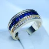 3 couleurs ronde homme bague grenat 5A Zircon pierre fête bague de mariage pour hommes or jaune rempli bijoux de mode