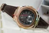 Luxury High Quality Wristwatches 40 5mm Nautilus 5980 1A 5980R-001 18k Rose Gold Leather Transparent Mechanical Automatic Mens Wat335v